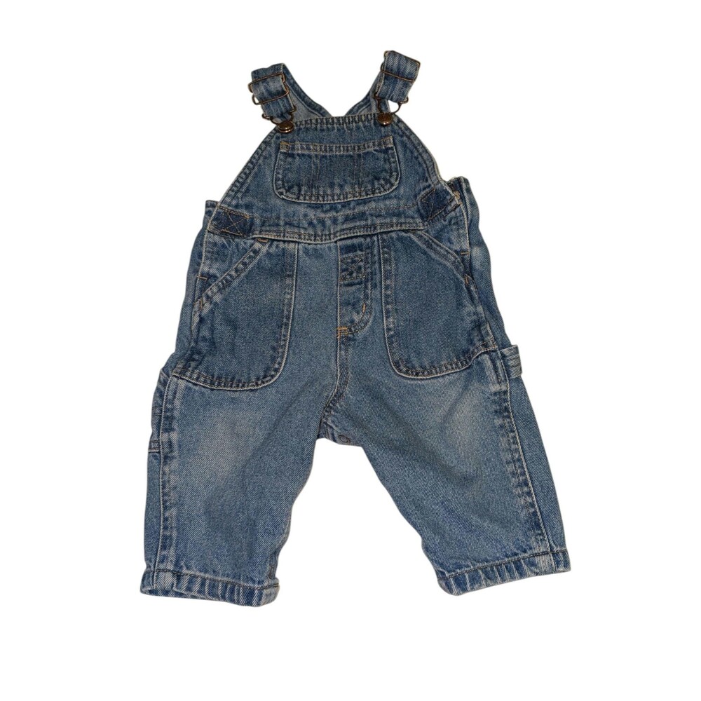 Vintage Sprockets Denim Overalls 6-9 Months Retro Baby Clothing 1990s Y2K